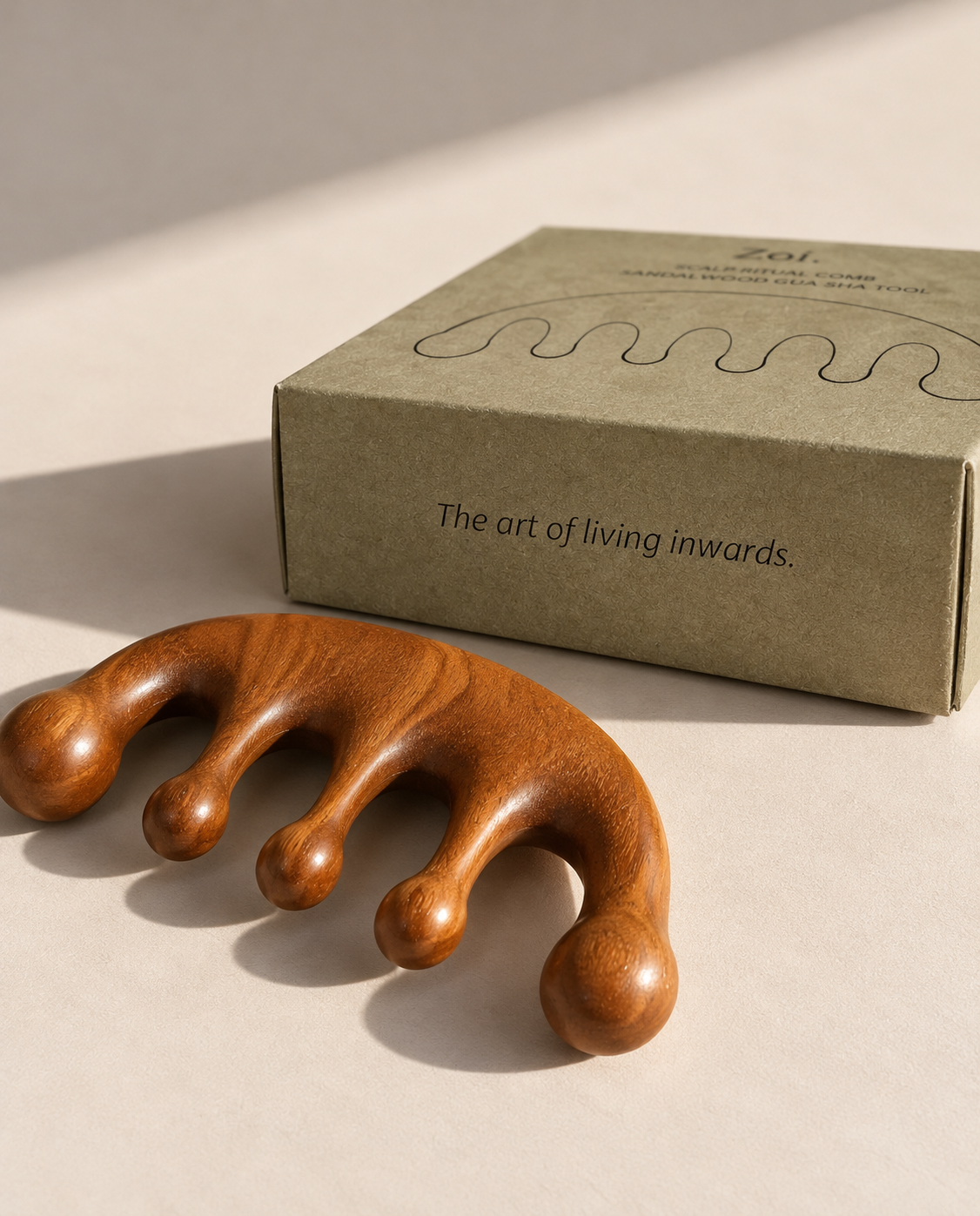 Scalp Ritual Comb -Sandalwood Gua Sha Tool