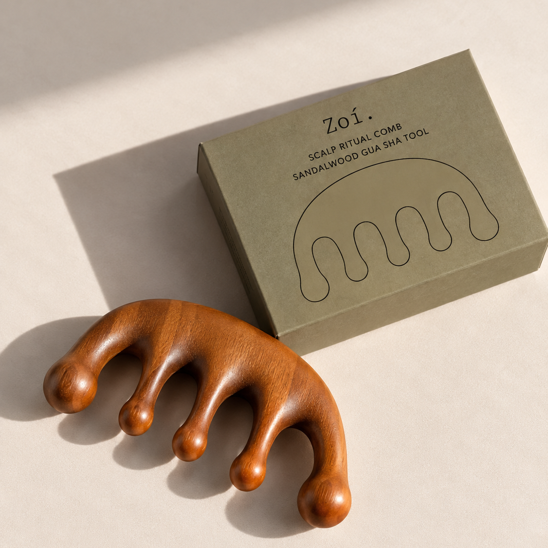 Scalp Ritual Comb -Sandalwood Gua Sha Tool